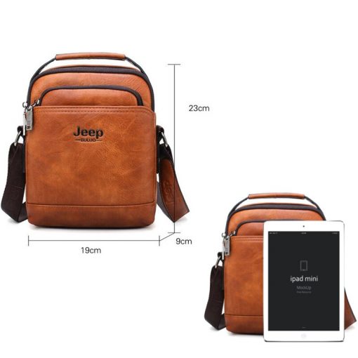 JEEP BULUO  Brand Men Leather Shoulder Bag 2 piece set Handbags Business Casual Messenger Bag Crossbody Male Tote Bags For iPad 2