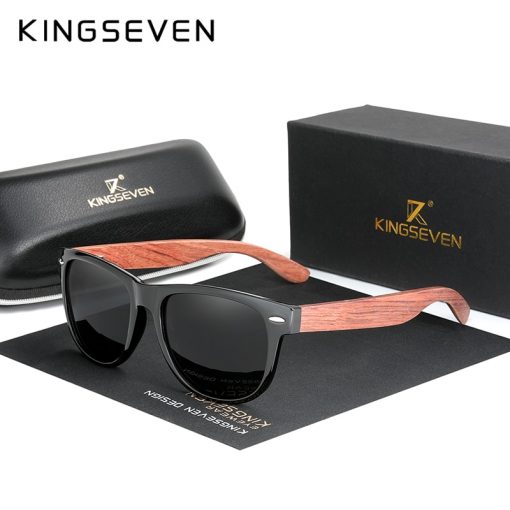 KINGSEVEN New Black Walnut Sunglasses Wood Polarized Men Sun Glasses Men UV400 Protection Eyewear Wooden Original Accessorie 1