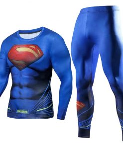 Men's Compression GYM Training Clothes Suits Workout Superhero Jogging Sportswear Fitness Dry Fit Tracksuit Tights 2pcs / sets 21