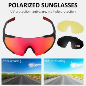WEST BIKING Professional Polarized 3 Lens Cycling Glasses MTB Road Bike Sport Sunglasses Bike Eyewear UV400 Bicycle Goggles 5