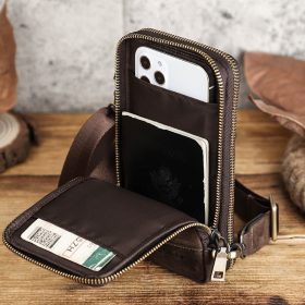 Contact's Free Engraving Men Shoulder Bag Genuine Leather Crossbody Bags Large Capacity with Phone Pocket Casual Male Waist Pack 5