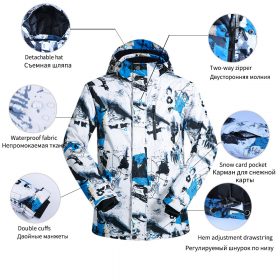Large Size Men's Ski Suit -30 Temperature Waterproof Warm Winter Mountaineering Snow Snowboard Jackets and Pants Set 4
