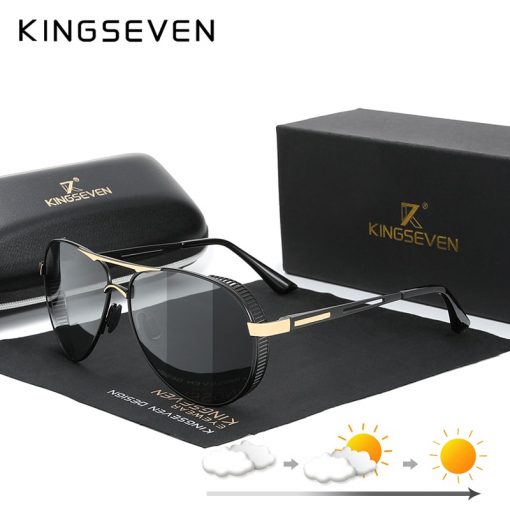 KINGSEVEN Men's Aluminum Sunglasses Photochromic With Polarized Lens Steampunk Style Fishing Driving Sun glasses Men Goggles 1