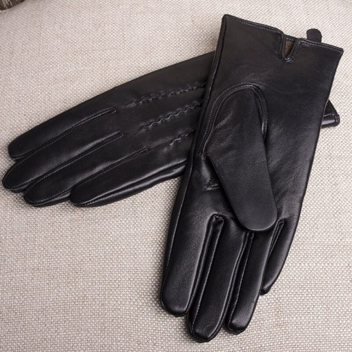 Gours Genuine Leather Gloves for Women Winter Warm Black Classic Sheepskin Finger Touch Screen Gloves Fashion Mittens New GSL071 4
