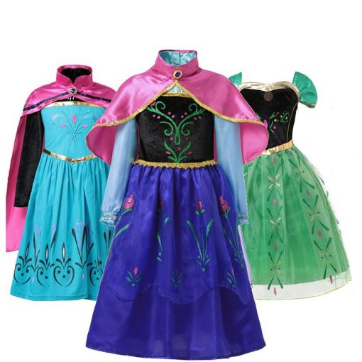 Girls Dress elsa costume anna elsa Dress princess for Kids dress for girls anna dress with cape Dress Costumes Cosplay 1