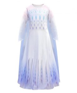 Elsa Princess Snow Queen White Girls Dress Child Christmas Cosplay Halloween Costume Elsa Wig Gowns Dress Up Kids Clothing 18