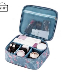 Women Cartoon Flamingo Cosmetic Bag Function Makeup Bag Travel Trunk Zipper Make Up Organizer Storage Pouch Toiletry Kit Box 1
