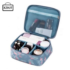 Women Cartoon Flamingo Cosmetic Bag Function Makeup Bag Travel Trunk Zipper Make Up Organizer Storage Pouch Toiletry Kit Box 1