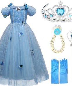 Cosplay Snow Queen Dress Girls Elsa Dress For Girls Princess Vestidos Fantasia Children Belle Dress Girl Party Costume 14