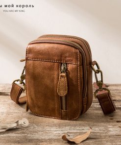 Genuine Leather Man Bag Small Travel Shoulder Male Crossbody Messenger Designer Mini Handbags High Quality Casual Zip Soft Bags 1