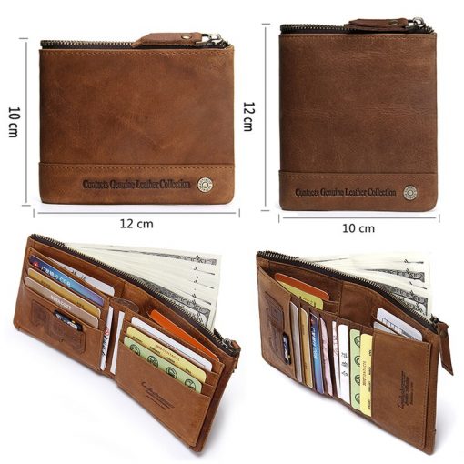 CONTACT'S RFID Blocking Bifold Slim Genuine Leather Thin Wallets for Men Purse ID/Credit Card Holder Fashion New Short Wallet 5