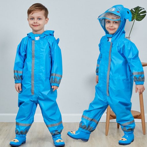 VILEAD Cute Animal Baby Jumpsuits Rain Coat Waterproof Polyester Raincoat Children Windproof Poncho for Kindergarten Student 5