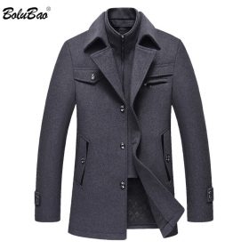 BOLUBAO Men Winter Wool Coat Men's Fashion Brand Comfortable Warm Thick Wool Blends Woolen Pea Coat Male Trench Coat Overcoat 1