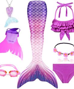 Bylulis Children Mermaid Swimming Suit Kids Mermaid Tails Swimmable Swimsuit Mermaid Cosplay Costumes Clothes Swimwear Bikini 8