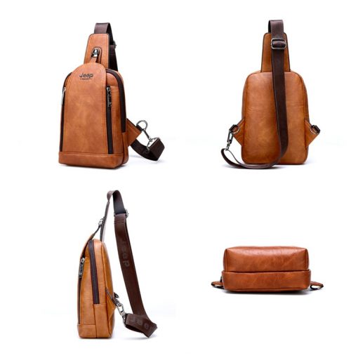 JEEP BULUO Brand Travel Hiking Messenger Shoulder Bags Men's Large Capacity Sling Crossbody Bag Solid Men Leather Bag 3