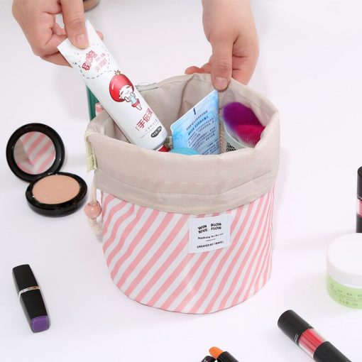 RUPUTIN Dropshipping Drawstring Cosmetic Bag High Capacity Makeup Organizer Storage Bags Travel Toiletry Kit Drum Make Up Bags 2