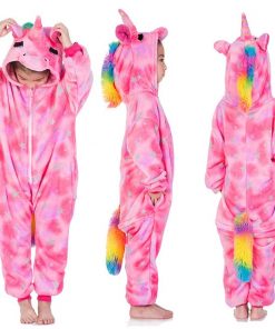 Kigurumi Unicorn Pajamas Children's Pajamas for Boys Girls Flannel Kids Stich Pijamas Set Animal Sleepwear Winter Onesies 4-12 10