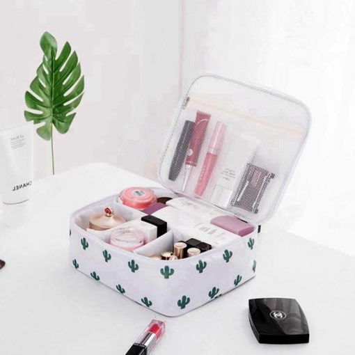 Women Cartoon Flamingo Cosmetic Bag Function Makeup Bag Travel Trunk Zipper Make Up Organizer Storage Pouch Toiletry Kit Box 3