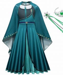 Disney Frozen 2 Costume for Girls Queen Anna Dress Floor Length Long Sleeve Kids Cosplay Princess Anna Maxi Dress Carnival Gowns 12