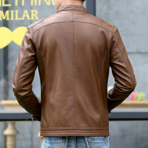 Mountainskin 5XL Men's Leather Jackets Men Stand Collar Coats Male Motorcycle Leather Jacket Casual Slim Brand Clothing SA010 4