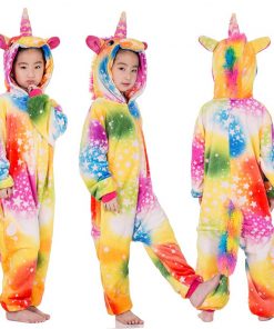 Kigurumi Unicorn Pajamas Children's Pajamas for Boys Girls Flannel Kids Stich Pijamas Set Animal Sleepwear Winter Onesies 4-12 20