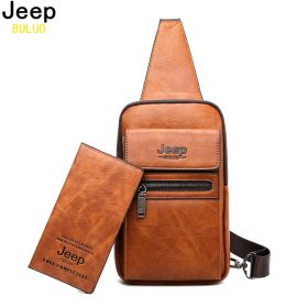 JEEP BULUO Brand Fashion Sling Bags High Quality Men Bags Split Leather Large Size Shoulder Crossbody Bag For Young Man 1