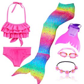 Hot Swimmable Mermaid Tail for Girls Swimming Bating Suit Mermaid Costume with monofin flipper or with Mermaid wig 1