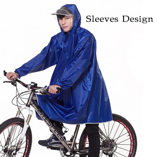QIAN Men/Women Impermeable Raincoat Electromobile/Bicycle Sleeved Rain Poncho Thick Visable Transparent Hood Rain Gear Rain Coat 3