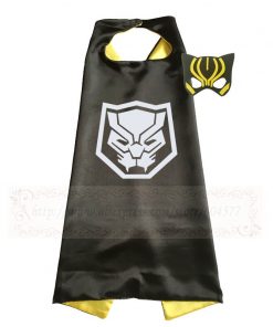 Black Panther Costume Superhero Cape and Mask Anime Costume for Kids 8