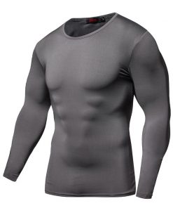 Hot Sale Solid color Fashion Fitness Compression Shirt Men Bodybuilding Tops Tees Tight Tshirts Long Sleeves Clothes 8