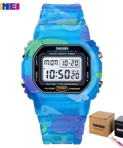 SKMEI Colorful Fashion Ladies Watches PU Transparent Shockproof Teenager Girls Wristwatches Digital Waterproof reloj mujer 1627 9