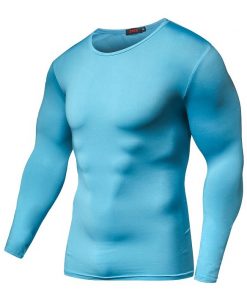 Hot Sale Solid color Fashion Fitness Compression Shirt Men Bodybuilding Tops Tees Tight Tshirts Long Sleeves Clothes 10