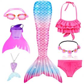 Bylulis Children Mermaid Swimming Suit Kids Mermaid Tails Swimmable Swimsuit Mermaid Cosplay Costumes Clothes Swimwear Bikini 3