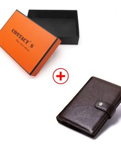 CONTACT'S Leather Wallet Luxury Male Genuine Leather Wallets Men Hasp Purse With Passcard Pocket and Card Holder High Quality 8