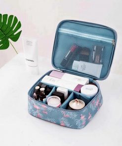 Women Cartoon Flamingo Cosmetic Bag Function Makeup Bag Travel Trunk Zipper Make Up Organizer Storage Pouch Toiletry Kit Box 9