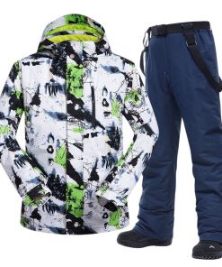 Large Size Men's Ski Suit -30 Temperature Waterproof Warm Winter Mountaineering Snow Snowboard Jackets and Pants Set 11