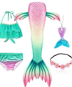 Girls Mermaid Tails Swimming Swimwear Swimmable Beach Clothes Little Children Mermaid Swimsuit Kids Halloween Cosplay Costumes 11
