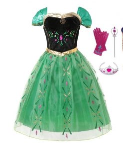 Girls Dress elsa costume anna elsa Dress princess for Kids dress for girls anna dress with cape Dress Costumes Cosplay 14