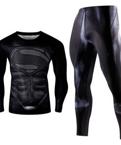 Men's Compression GYM Training Clothes Suits Workout Superhero Jogging Sportswear Fitness Dry Fit Tracksuit Tights 2pcs / sets 27