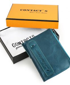 CONTACT'S HOT Genuine Crazy Horse Cowhide Leather Men Wallet Short Coin Purse Small Vintage Wallets Brand High Quality Designer 14