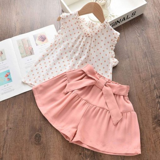 Bear Leader Girls Clothing Sets 2021 New Summer Casual Style Flower Design Short Sleeve T-shirt+Double Pocket Pants 2Pcs For 2-6 5