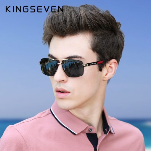 KINGSEVEN Aluminum Men's Sunglasse Polarized Lens Brand Red Design Temples Sun glasses Coating Mirror Glasses Oculos de sol 7719 4