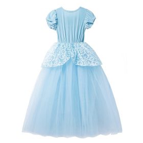 Little Girls Blue Cinderella Dress Up Children Puff Sleeve Elegant Prom Party Dress Kids Girl Birthday Princess Costume 3