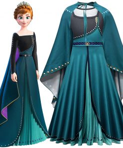 Disney Frozen 2 Costume for Girls Queen Anna Dress Floor Length Long Sleeve Kids Cosplay Princess Anna Maxi Dress Carnival Gowns 14