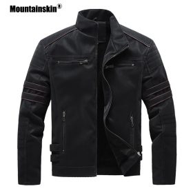 Mountainskin Autumn Winter Men's Leather Jackets Motorcycle PU Jacket Male Biker Leather Coats Mens Brand Clothing EU Size SA896 1