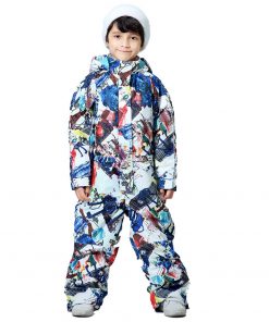 2020 Winter Kids Ski Suit -30 Degrees Siamese Ski Wear Waterproof Warm Girls And Boys Snow Snowboard Jacket Outdoor Clothing 8