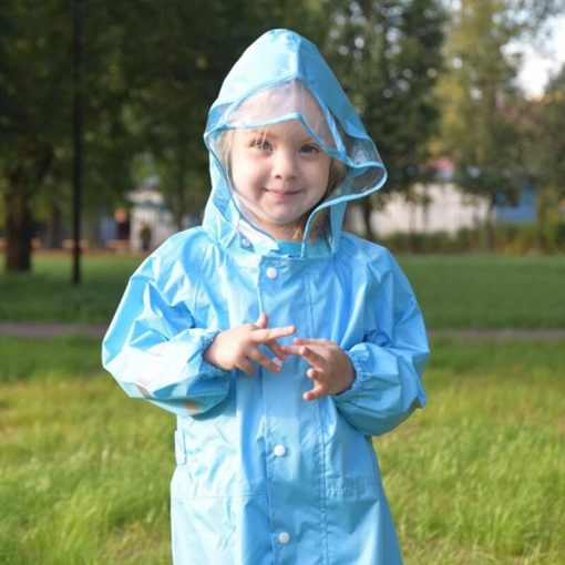 QIAN 2-9 Years Old Fashionable Waterproof Jumpsuit Raincoat Hooded Cartoon Kids One-Piece Rain Coat Tour Children Rain Gear Suit 2