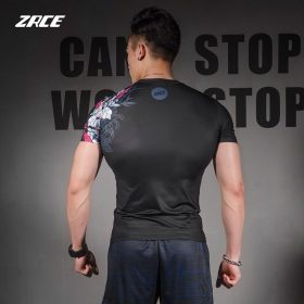 2018 Newest Compression Shirt Fitness 3D Prints Short Sleeves T Shirt Men Bodybuilding Skin Tight Crossfit Workout O-Neck Top 5
