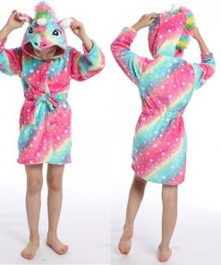 New Winter Big Boys Girls Bath Robe Children Unicorn Hooded Flannel Pajamas Lengthen Bathrobes for Teenage Boy Cartoon Pajamas 15