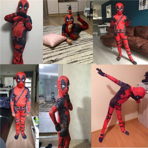 Boy Deadpool Costume Kids Cosplay  Superhero Costumes Mask Suit Jumpsuit Gloves Halloween Party CostumeCarnival Show Carnival 3